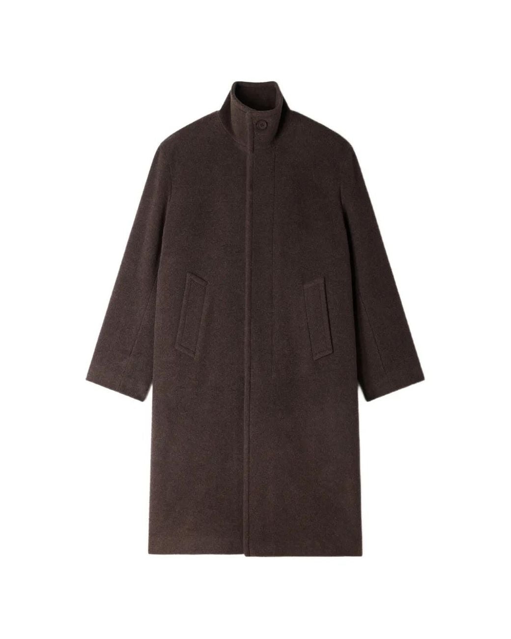Sandro Brown Stand-Up Collar Overcoat for men