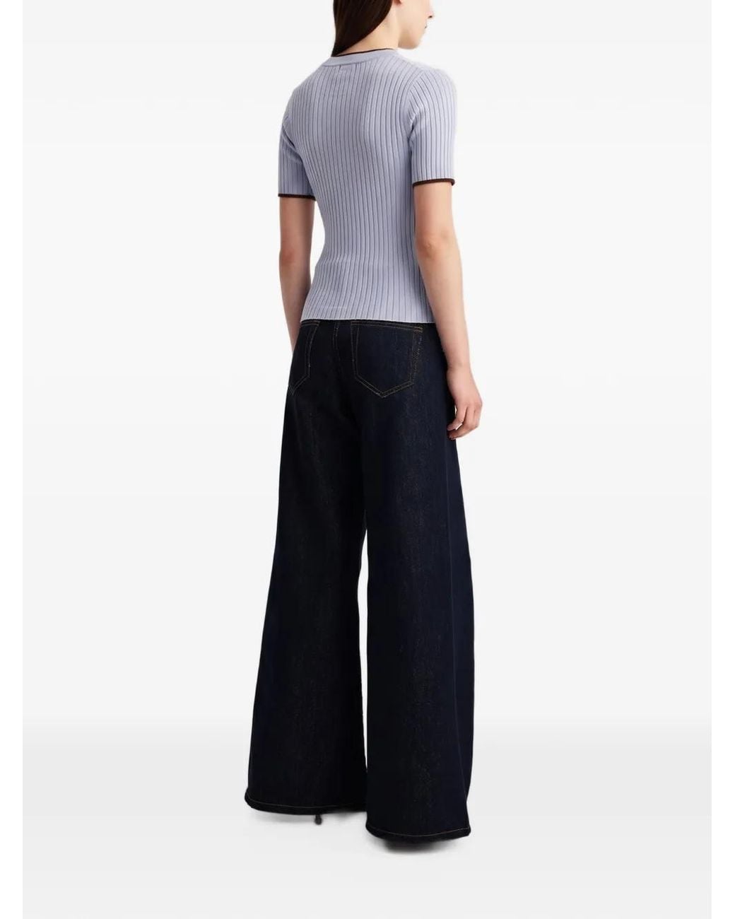Anna Quan Blue Bebe Ribbed-Knit Top