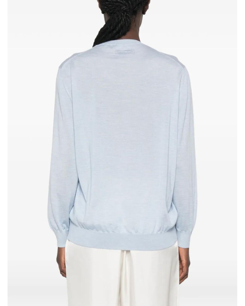Fabiana Filippi Blue Crew-Neck Long-Sleeve Sweater