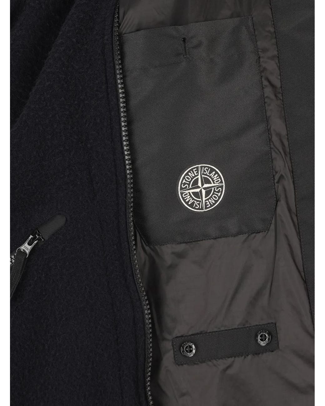 Stone Island Black Hooded Zip-Up Jacket for men