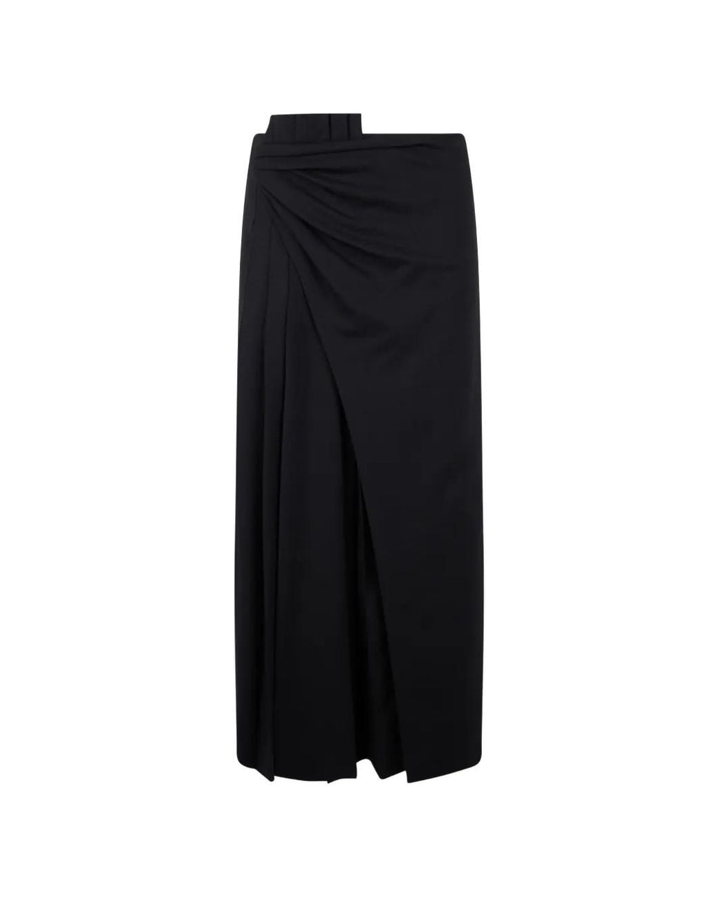 Alberta Ferretti Black Draped Maxi Skirt