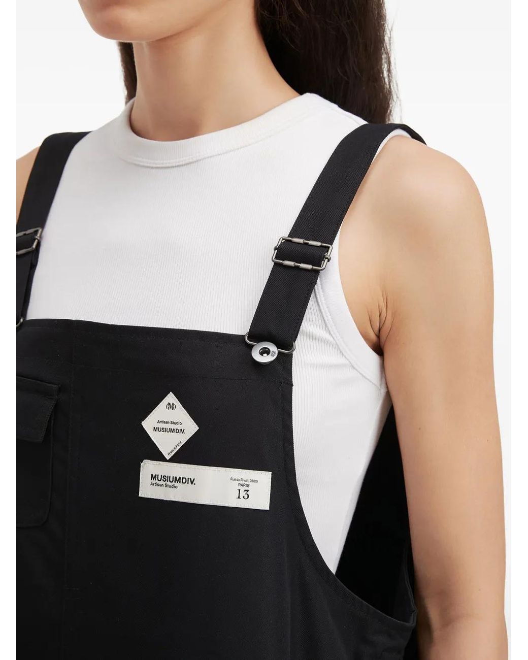 Musium Div. Black Logo-Patch Midi Dress