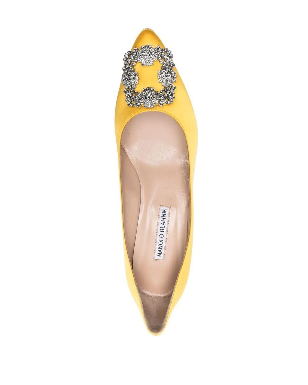 Manolo Blahnik Metallic Hangisi 50 Satin Jewel Buckle Pumps