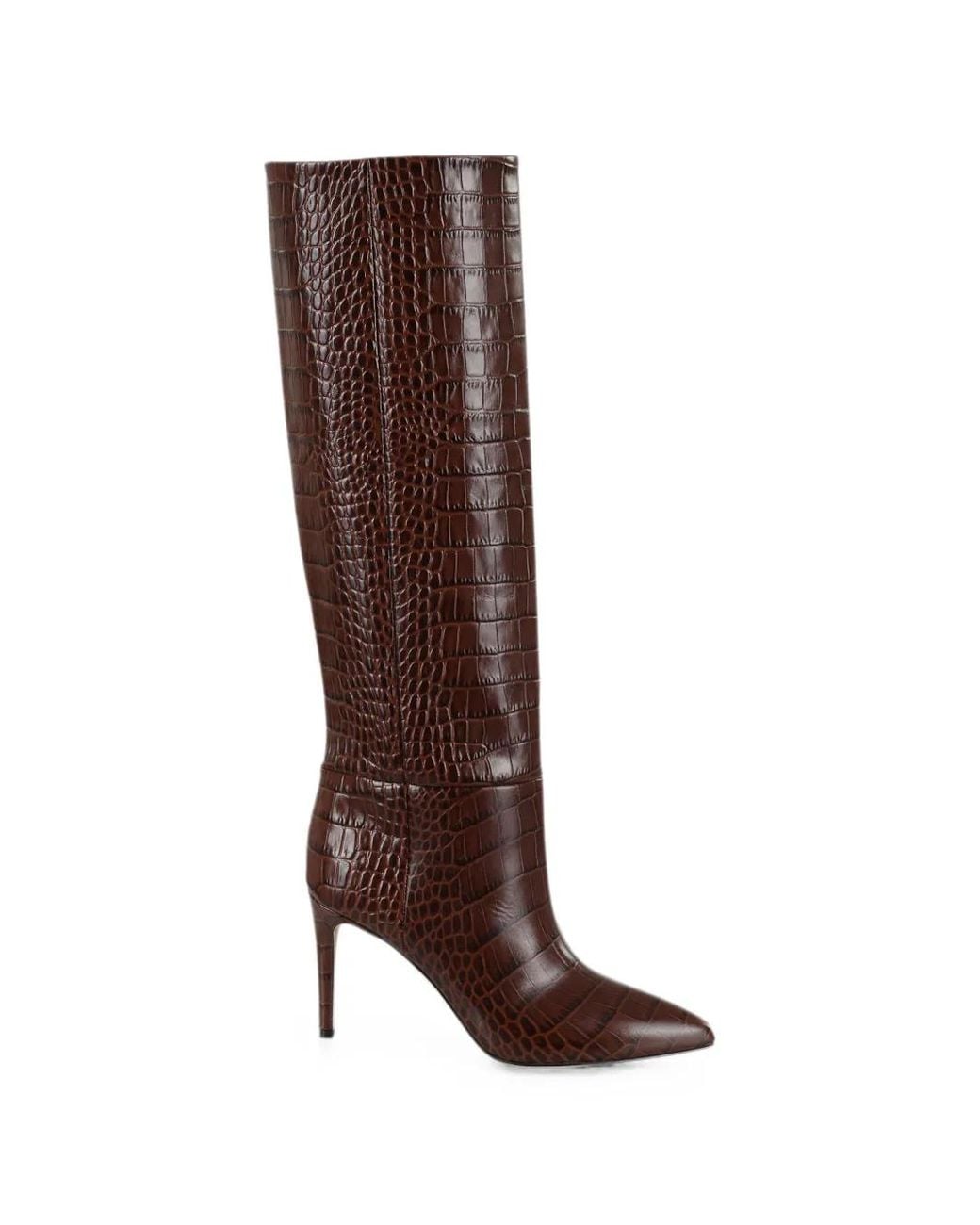 Paris Texas Brown Croc-Effect Pointed-Toe Boots