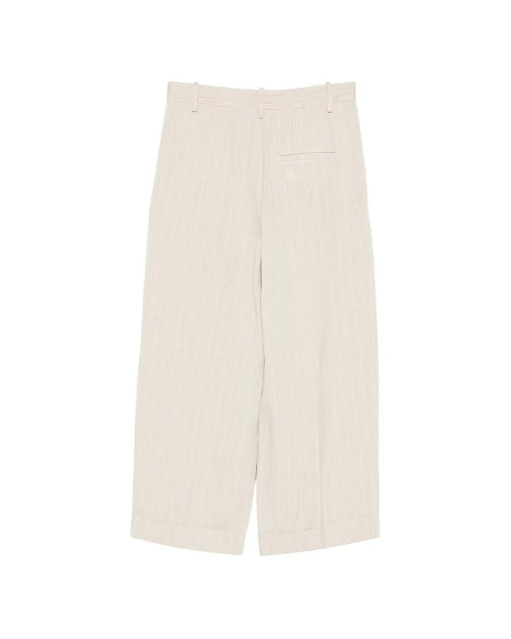 Alysi White Pantalon À Design Plissé