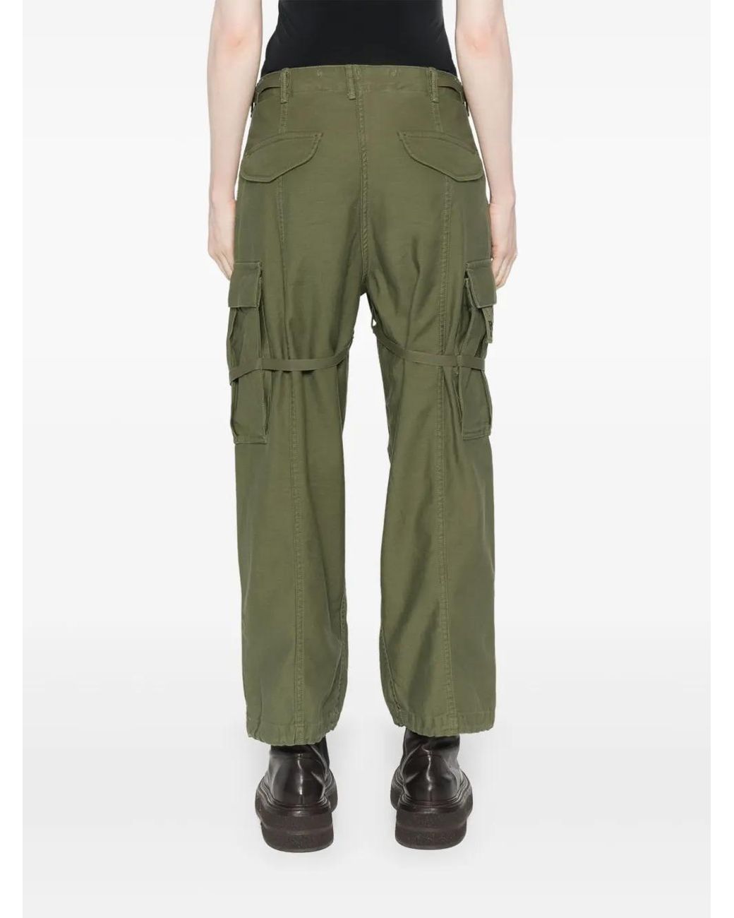 R13 Green Cotton Cargo Trousers