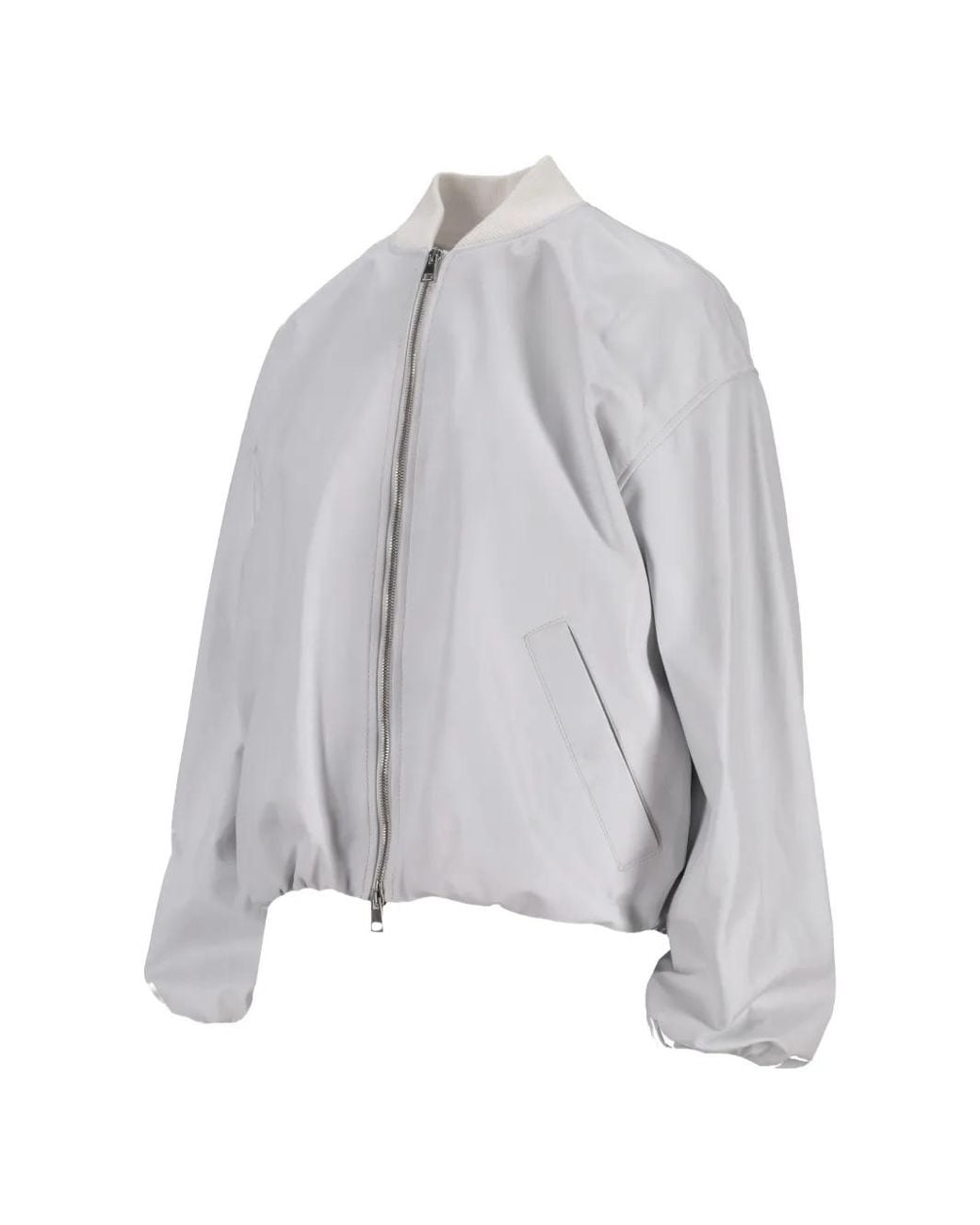 LA ROSE Gray Nappa Leather Bomber Jacket