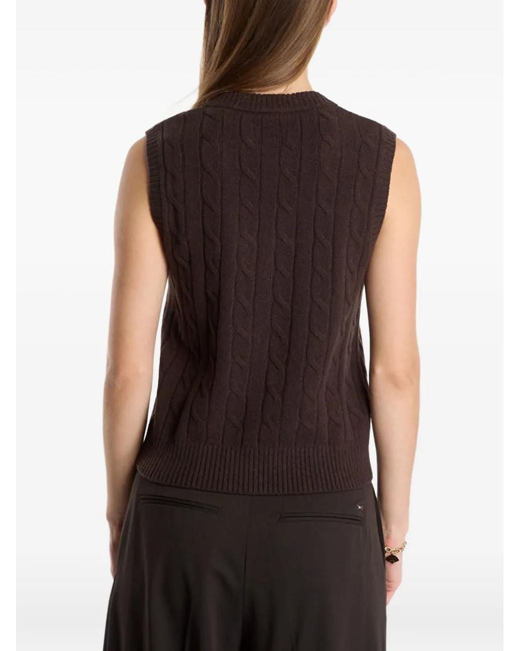 Gant Black Cable-Knit Lambswool Vest
