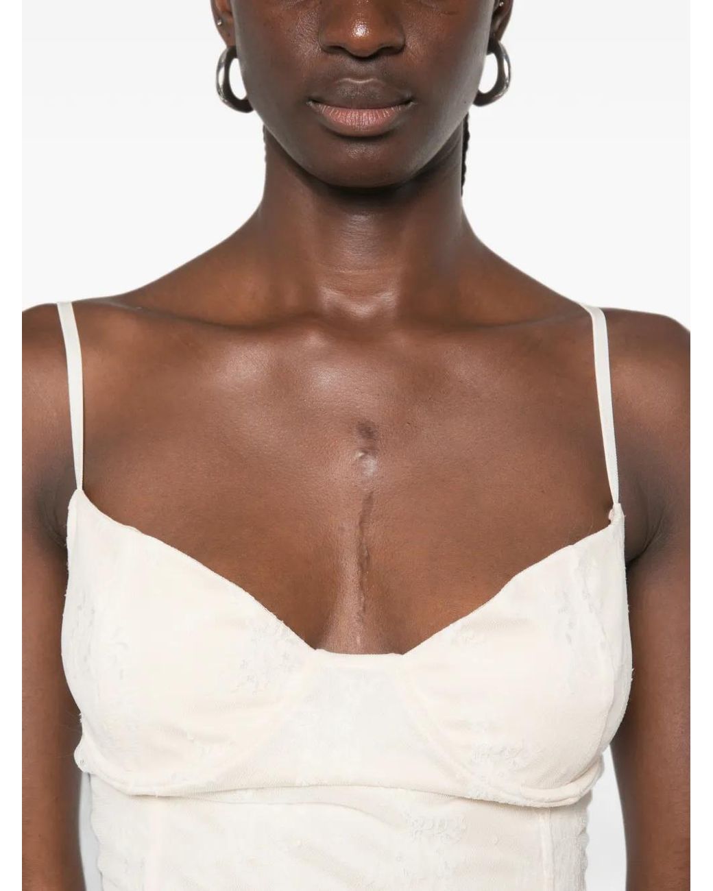 ViCOLO White Lace-Overlay Top