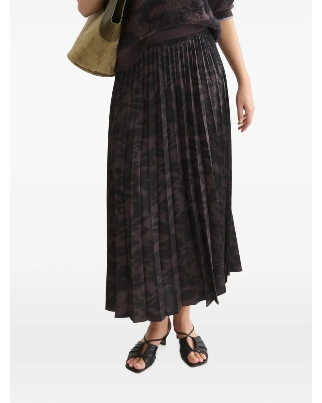 Scotch & Soda Black Pleated Abstract-Print Skirt
