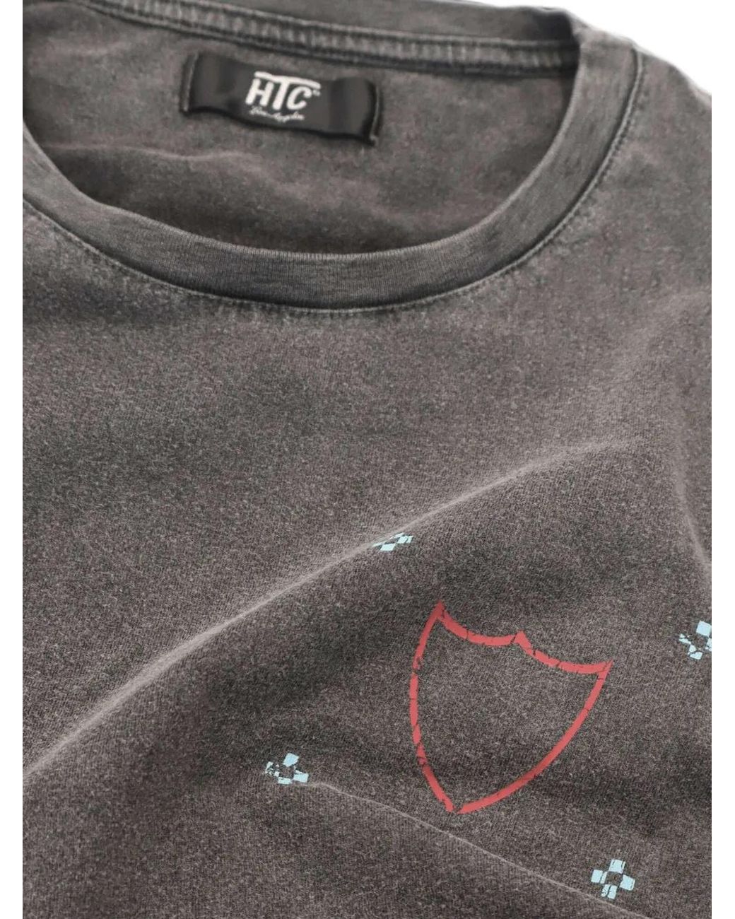 HTC Black Distressed-Effect Back-Print T-Shirt for men
