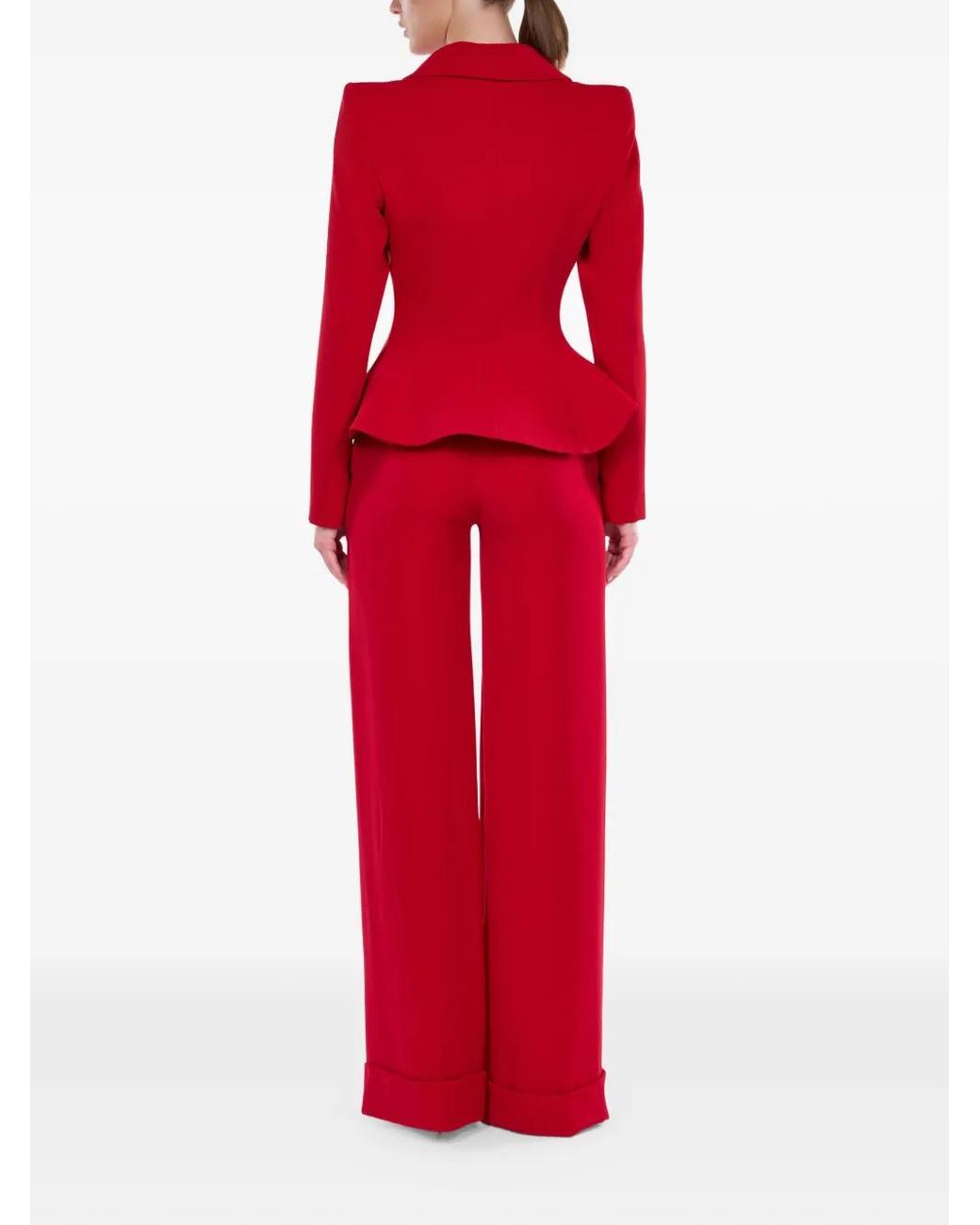ARAFTU Red Peplum Crystal-Embellished Jumpsuit
