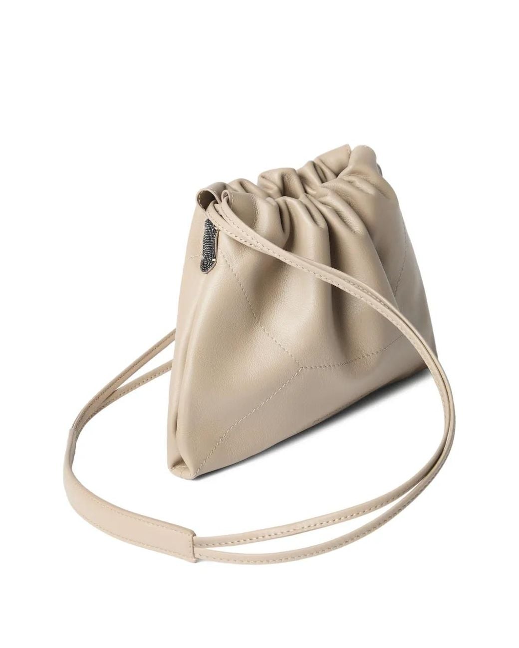 Brunello Cucinelli Natural Bc Duo Monili-Detail Leather Shoulder Bag