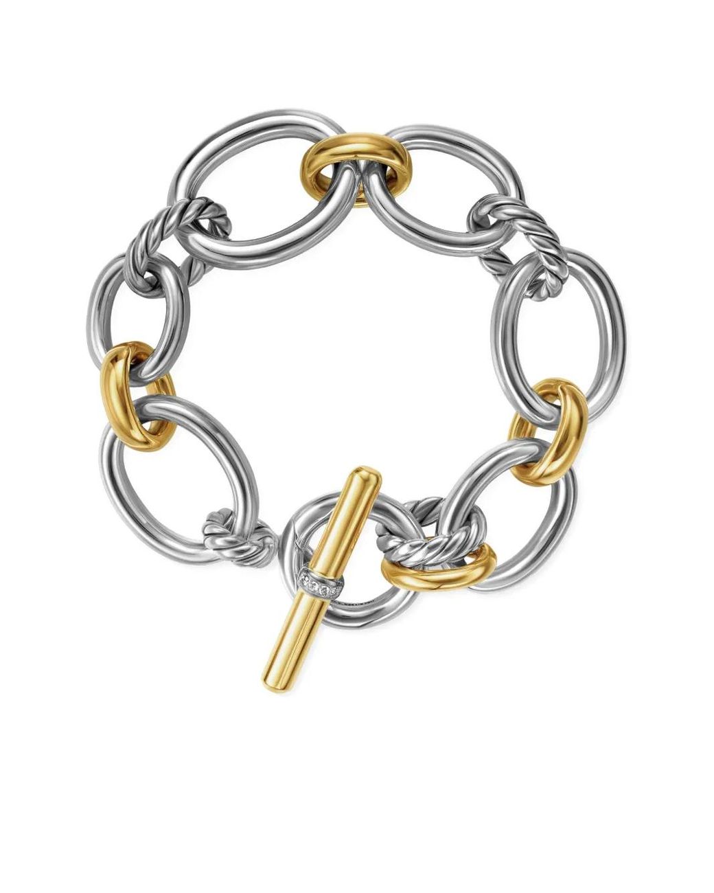 David Yurman White 18Kt Dy Mercer Chain Diamond Bracelet (25Mm)
