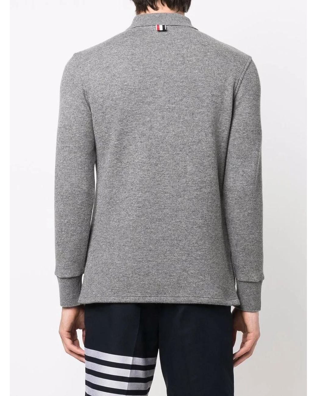 Thom Browne Gray Long-Sleeve Polo Shirt for men