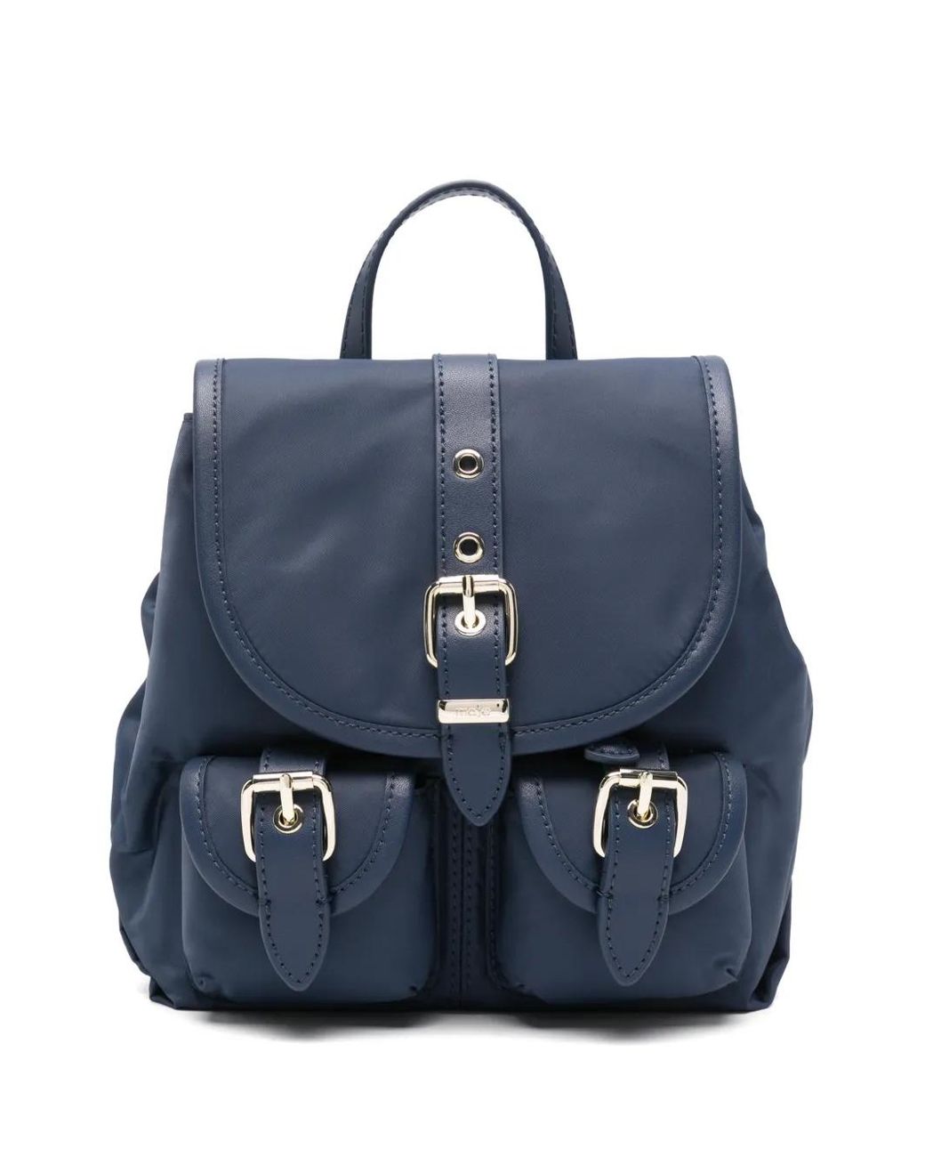 Maje Blue Mini Leather And Nylon Backpack