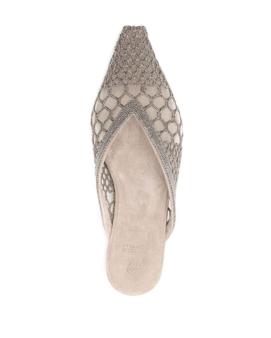 Brunello Cucinelli Monili-embellished ballerina shoes - Neutrals