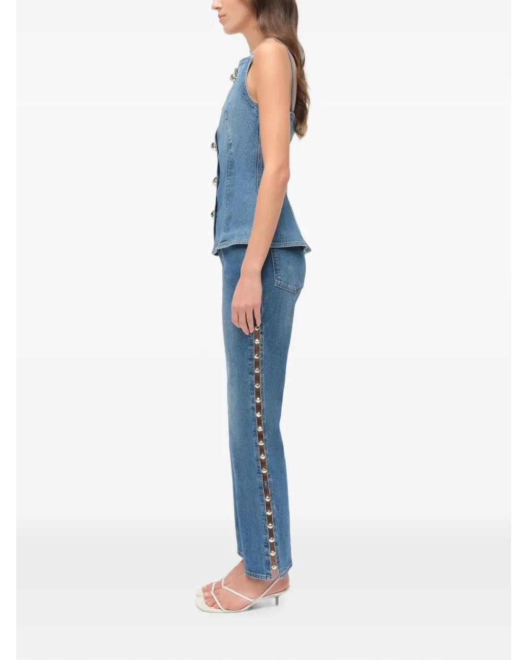 Jonathan Simkhai Blue Junie Studded Denim Top