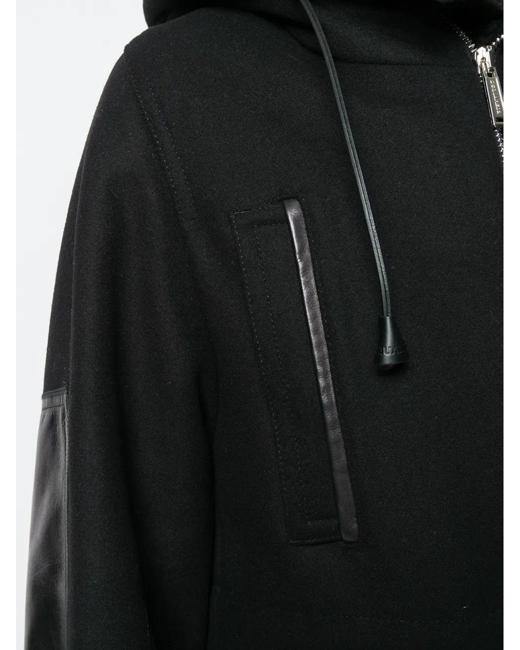 DSquared² Black Shearling Lined Hooded Coat