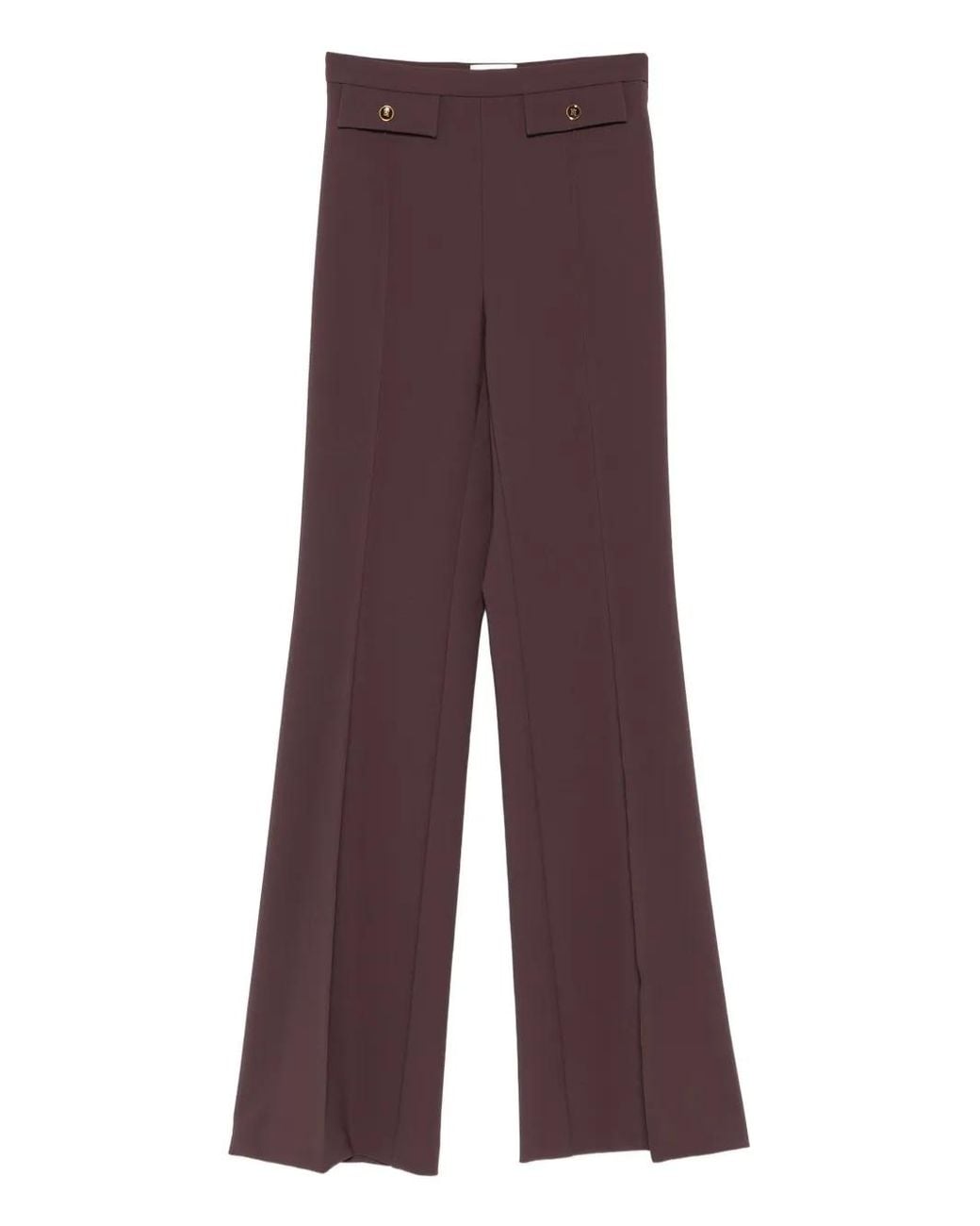 Elisabetta Franchi Purple Button-Detail Trousers