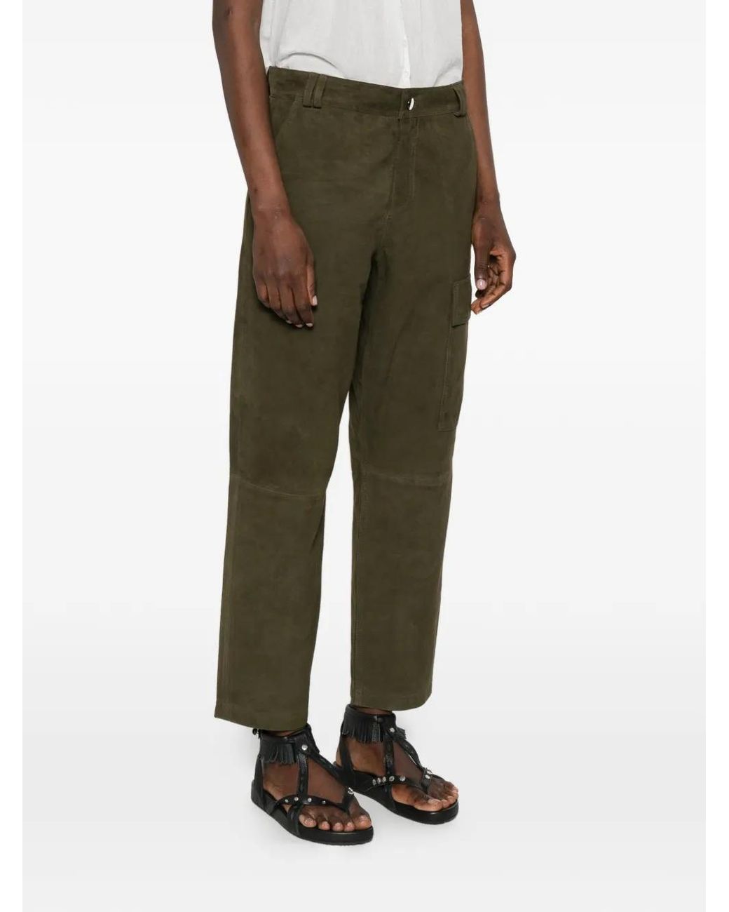Ba&sh Green Leather Trousers