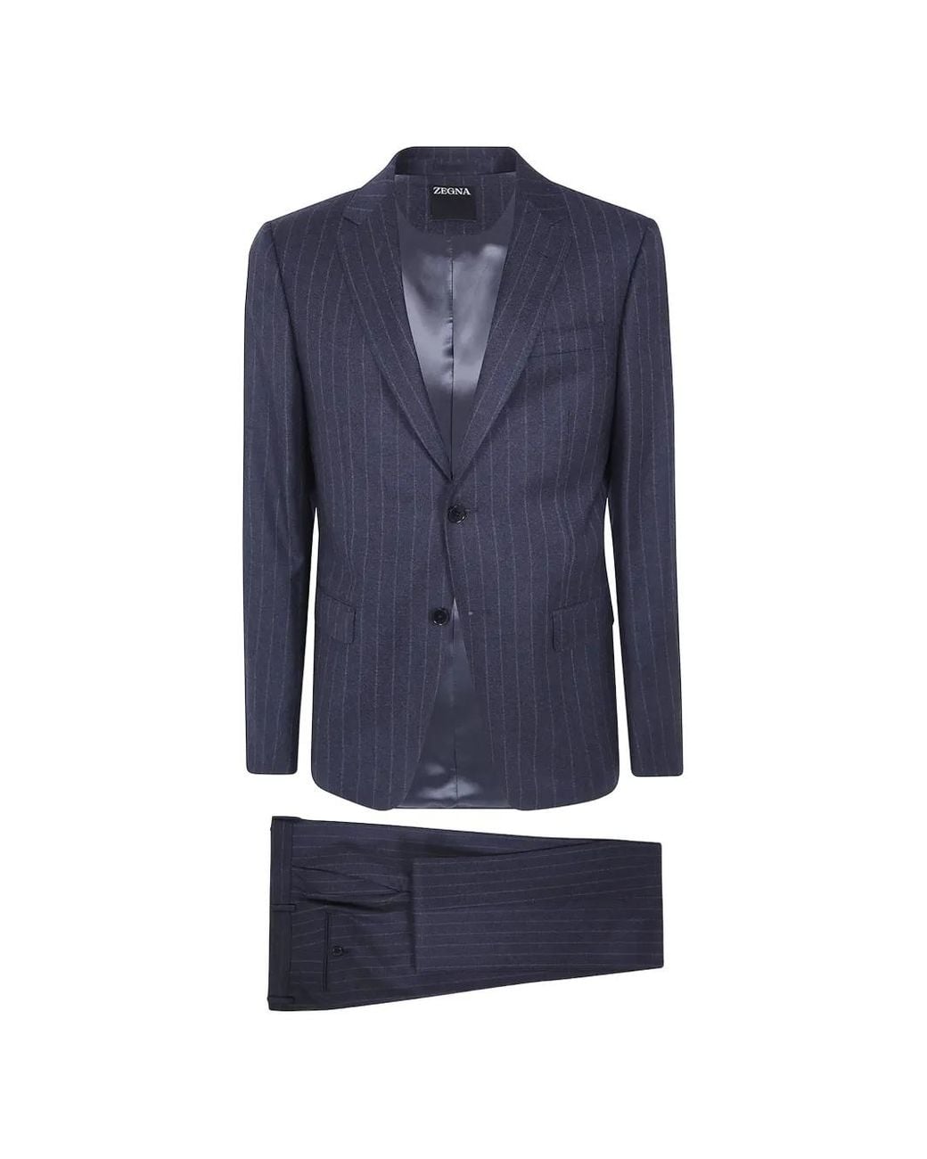 Zegna Blue Pinstripe Single-Breasted Suit for men