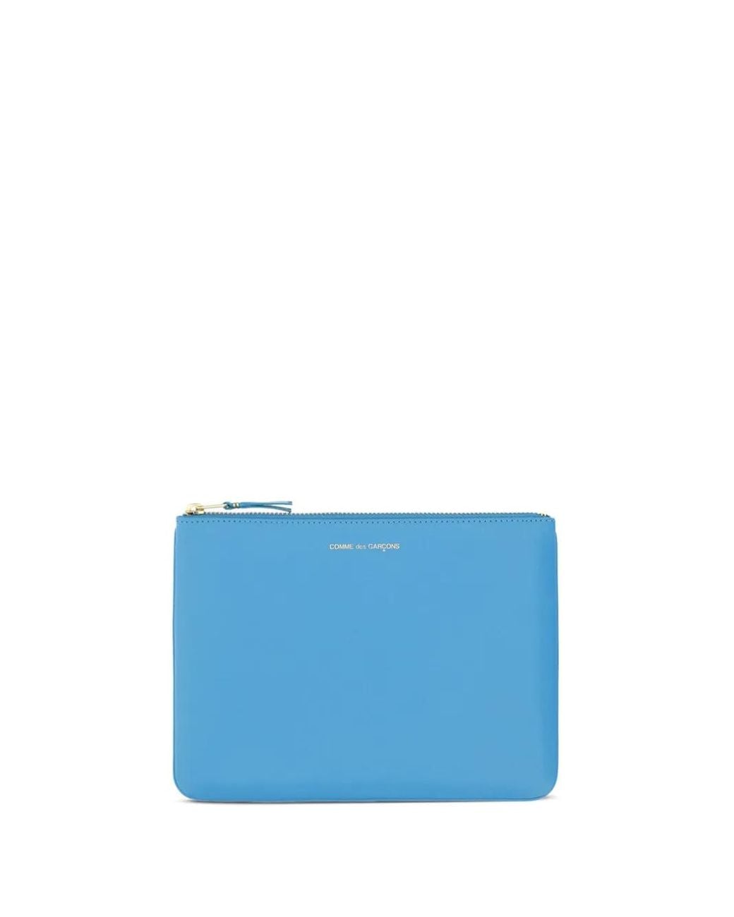 Comme des Garçons Blue Logo-Print Leather Pouch
