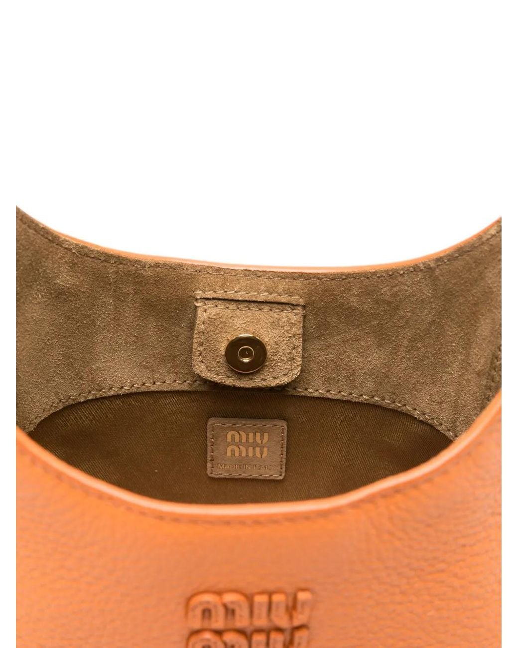 Miu Miu Orange Padlock-Charm Leather Cross Body Bag
