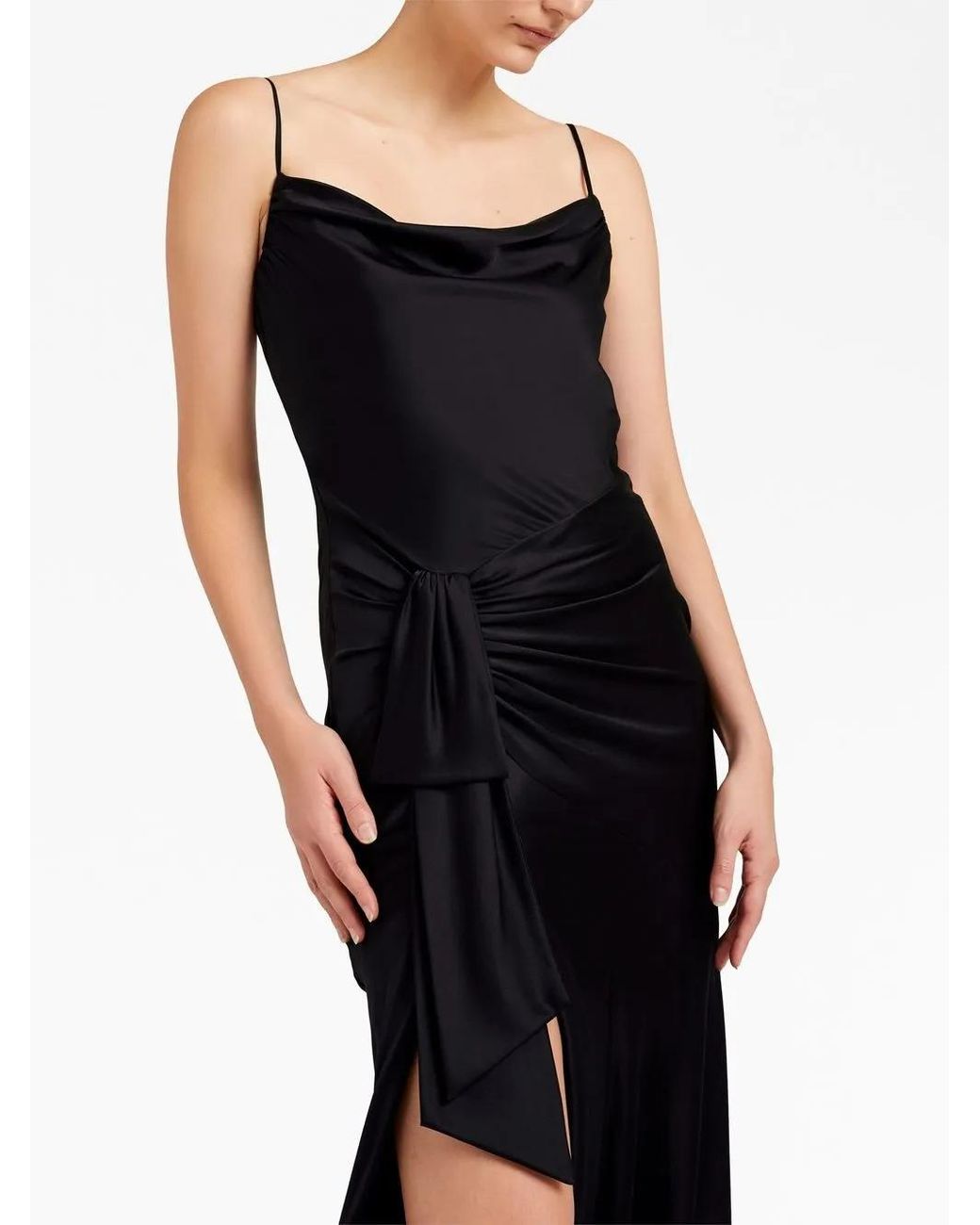 Cinq À Sept Black Side Slit Silk Dress
