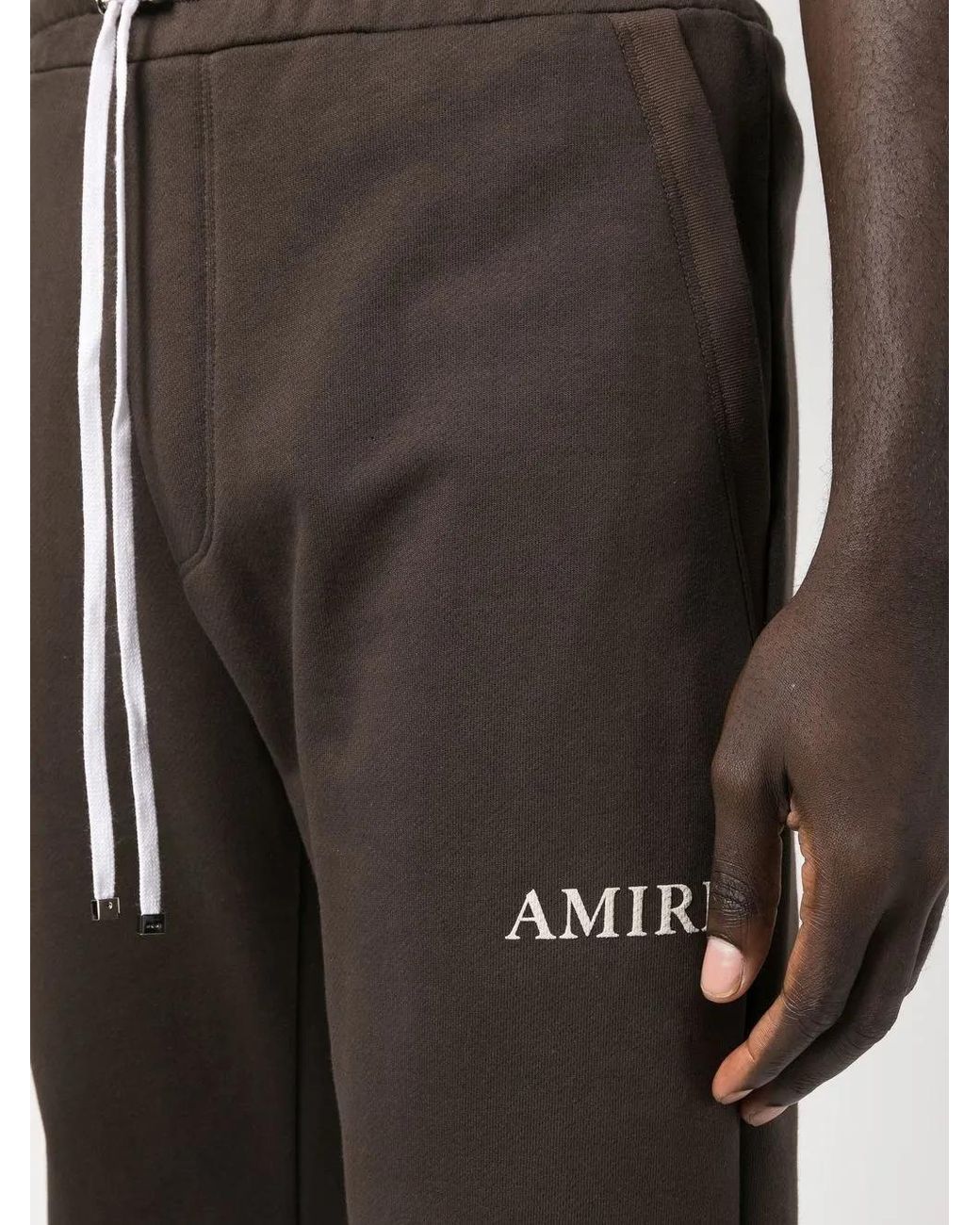 Amiri Gray Logo-Embroidered Track Pants for men