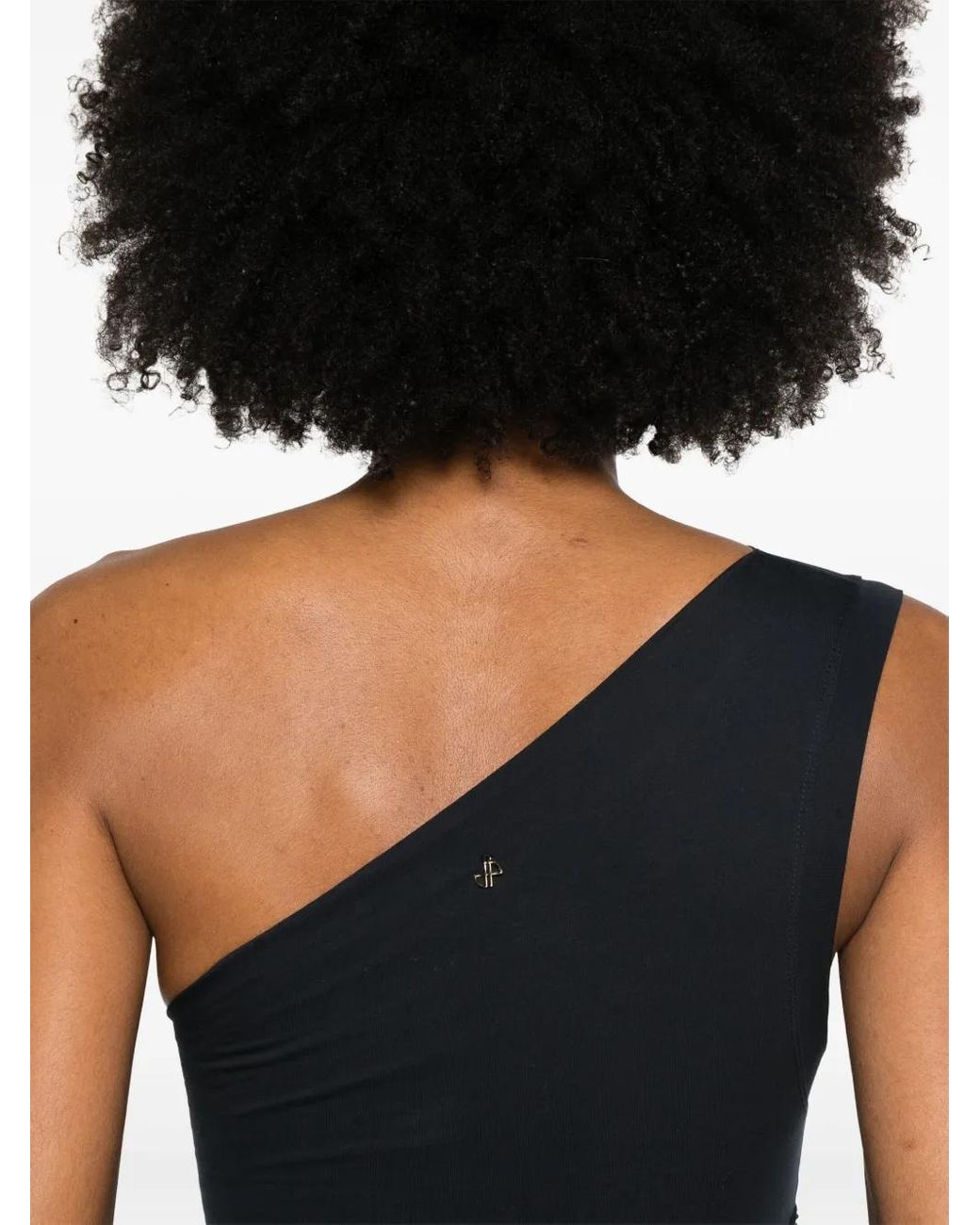 Patou Black Draped One-Shoulder Mini Dress