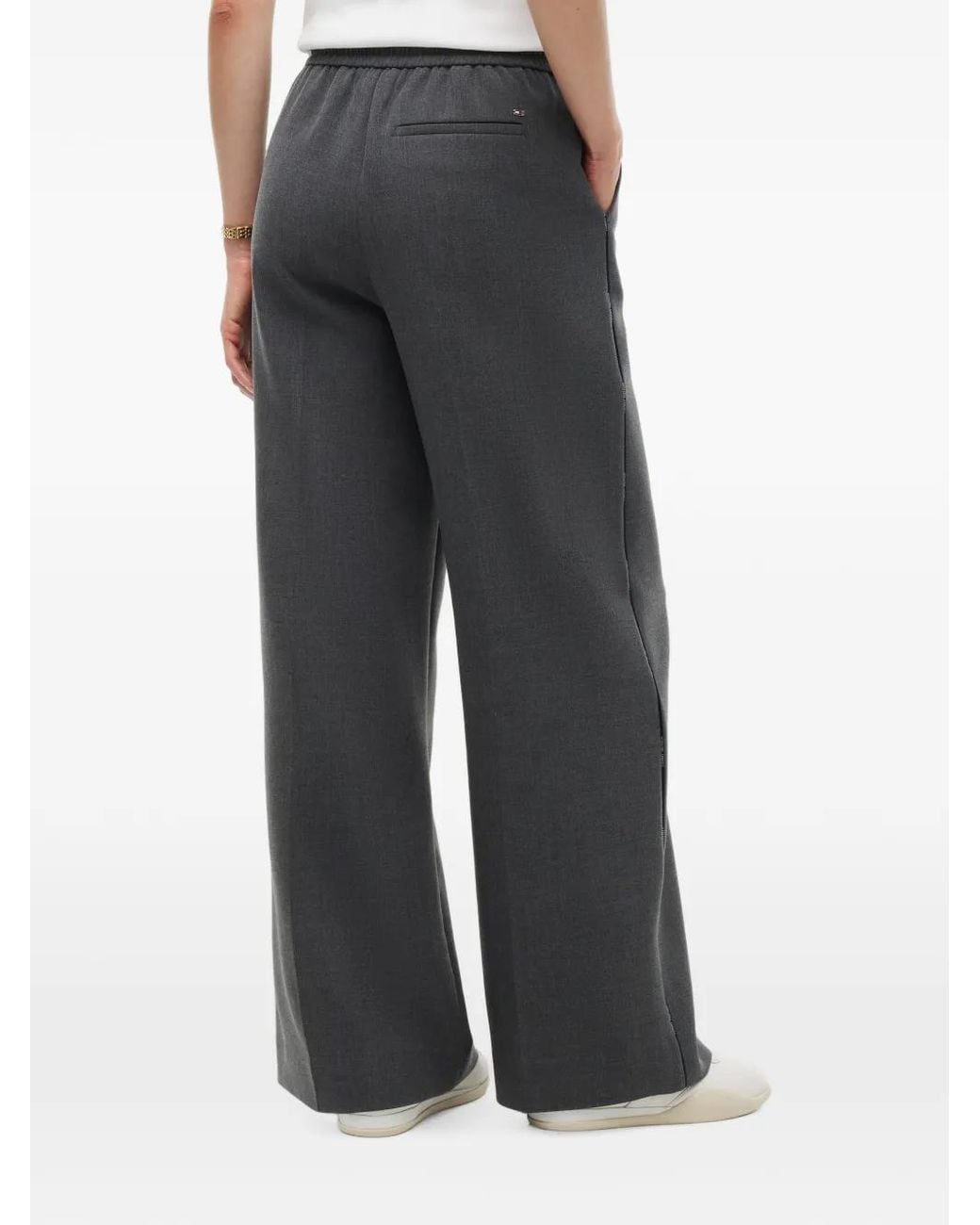 Tommy Hilfiger Gray Drawstring Wide-Leg Trousers
