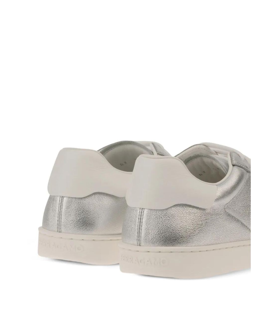 Ferragamo White Leather Low-Top Sneakers