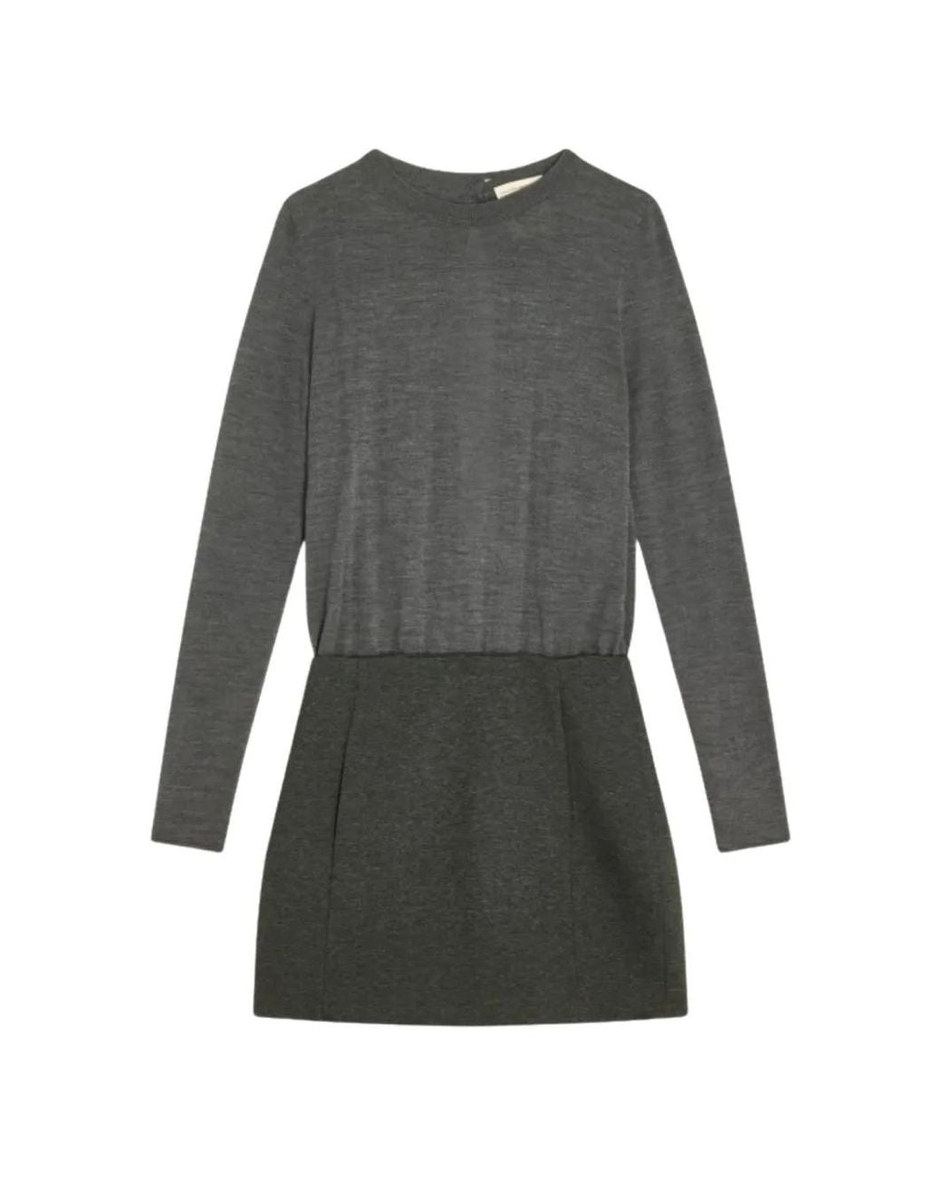 Semicouture Gray Tianna Open-Back Long-Sleeved Mini Dress