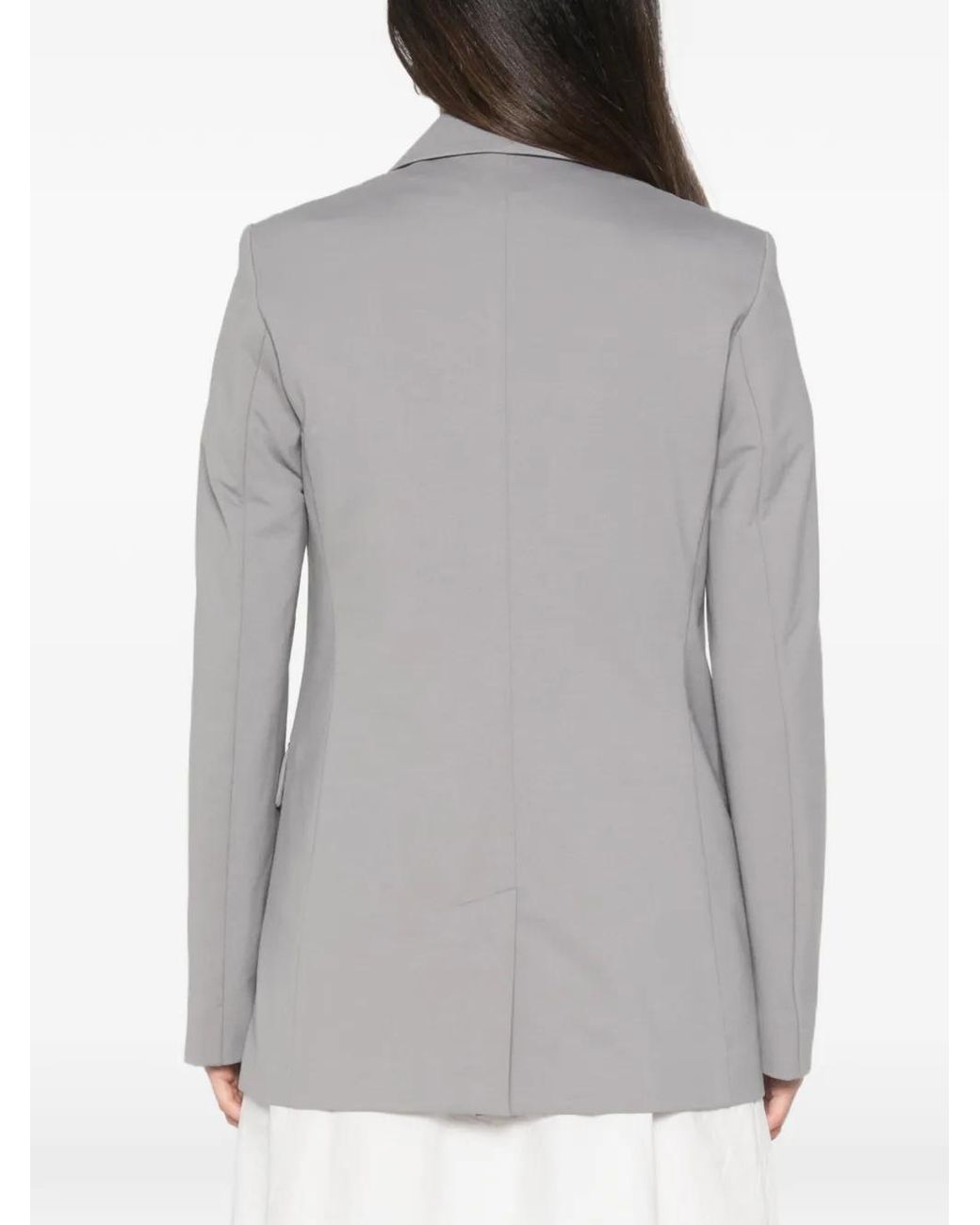 Max Mara Gray Double-Breasted Notched-Lapel Blazer