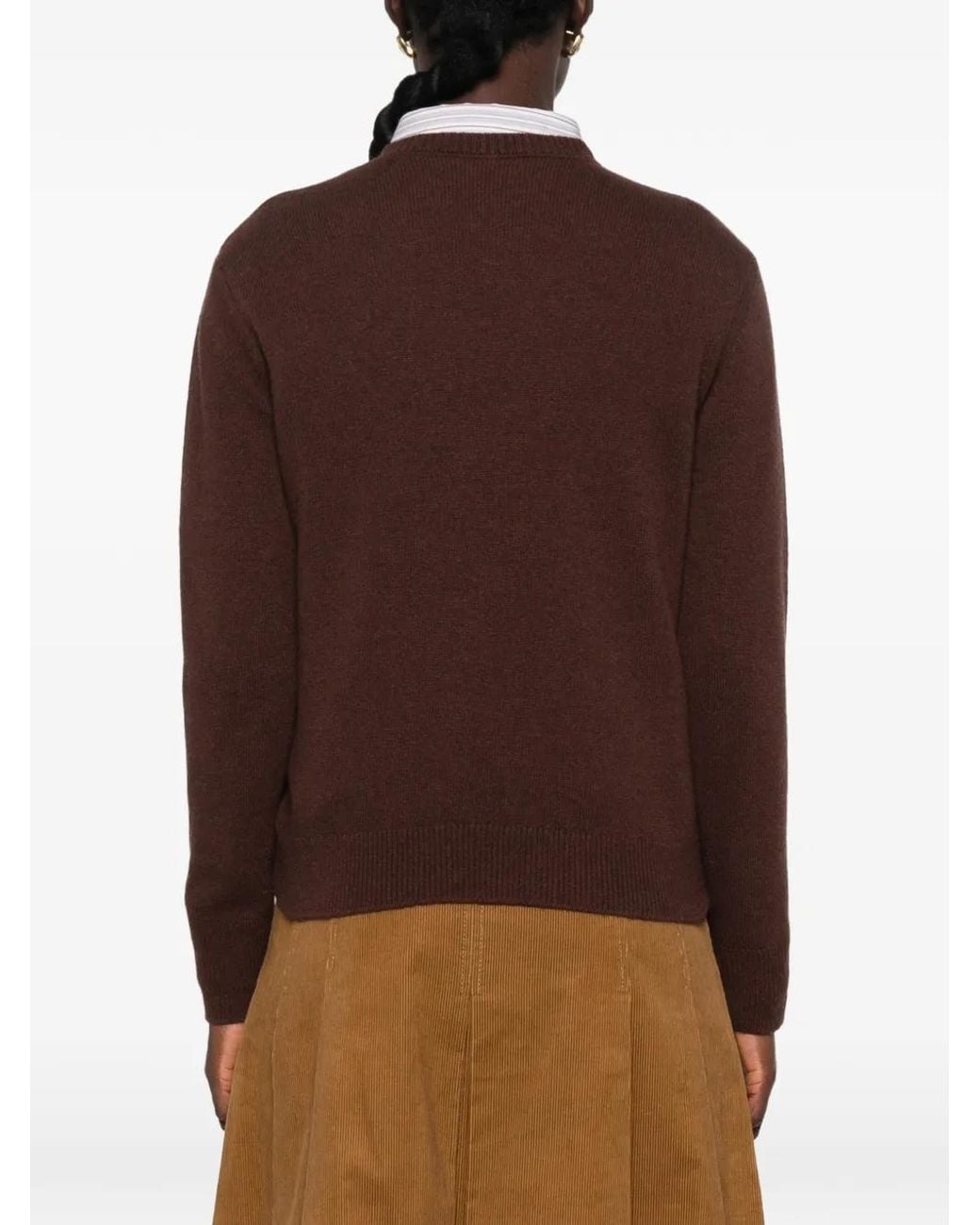Mc2 Saint Barth Brown New Queen Crewneck Sweater With Mi Dissocio Embroidery