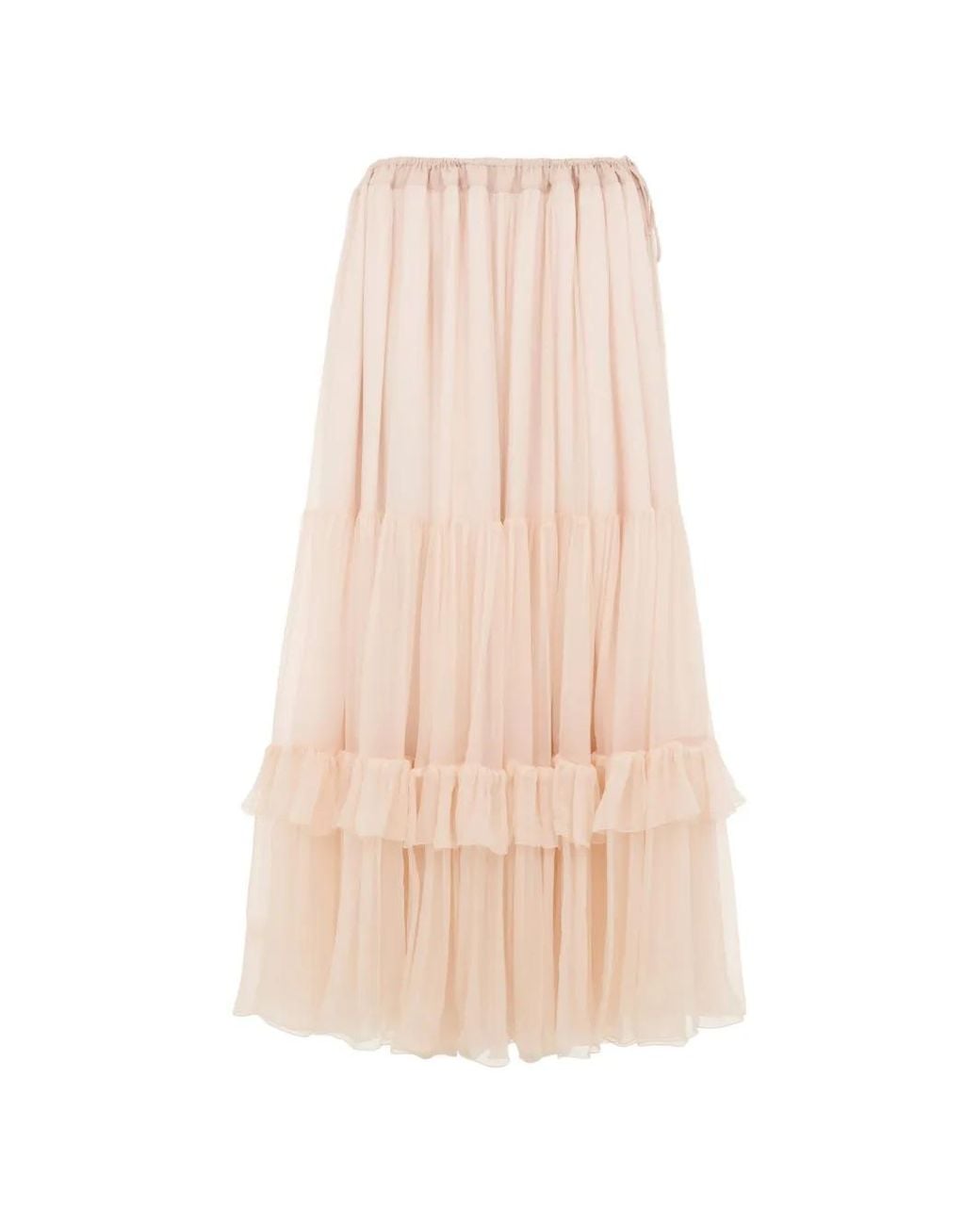 Chloé Pink Midi Tiered Tulle Skirt