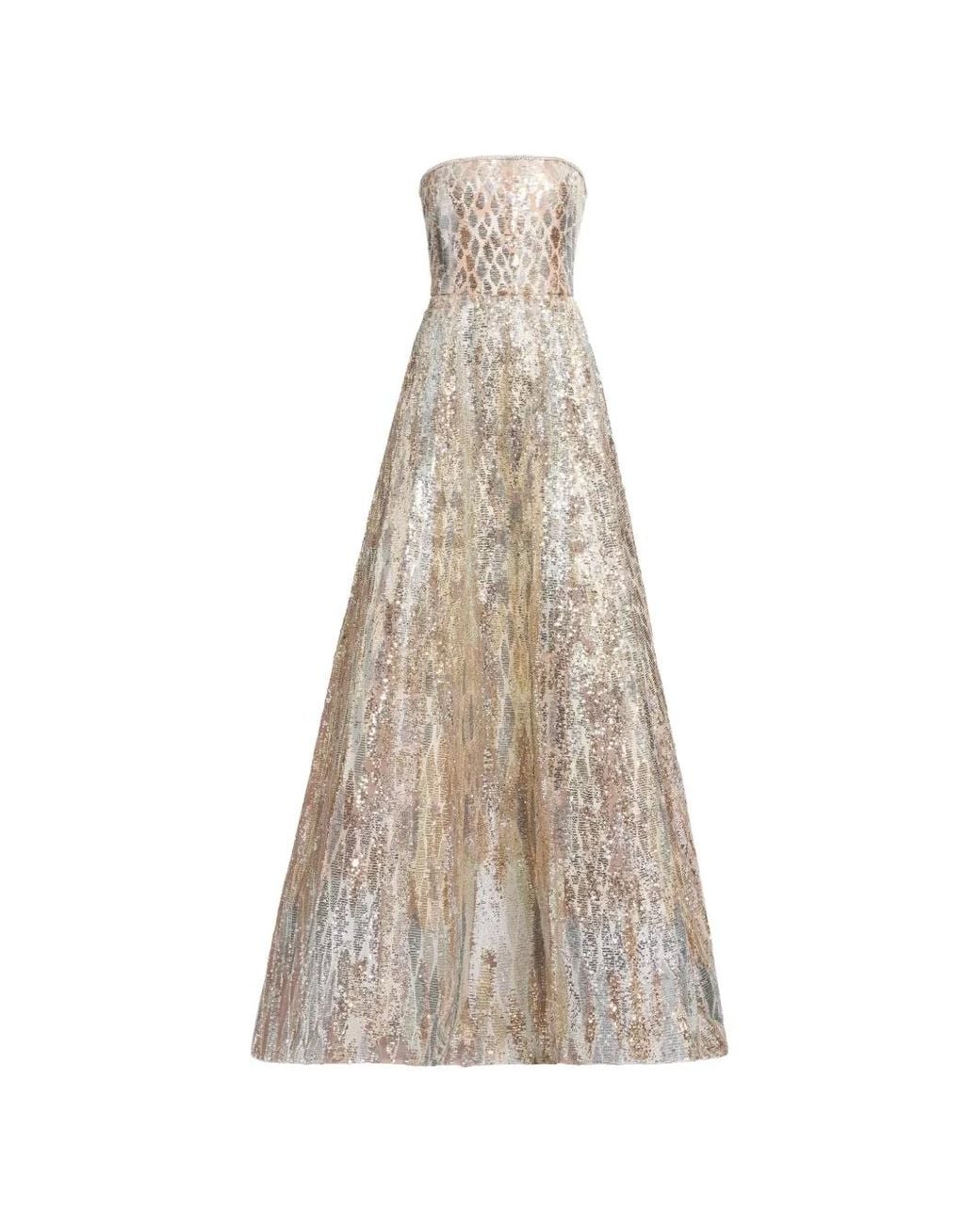 Elie Saab White Sequin-Embellished Strapless Maxi Dress