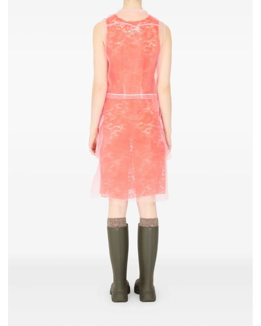 Maison Margiela Pink Robe Mi-Longue À Design Superposé