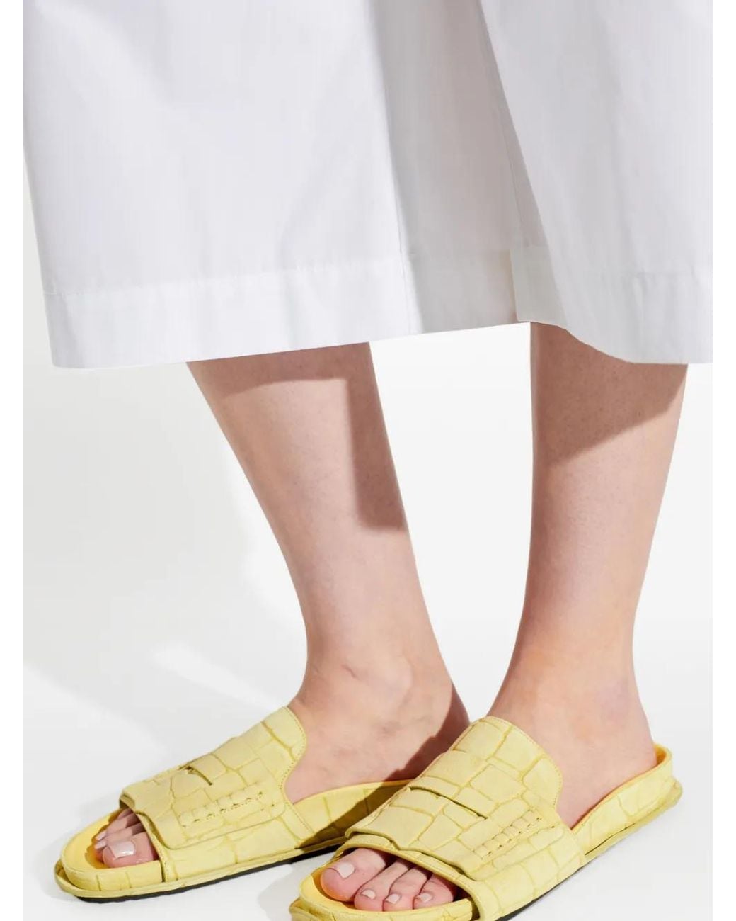 Jacquemus Yellow Croc-Effect Leather Flat Sandals