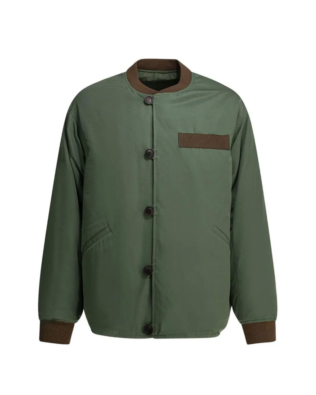 Visvim Green Contrast-Trim Button-Up Bomber Jacket for men