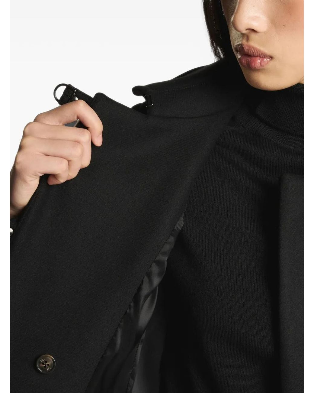 Fay Black Caban Lobster-Clasp Coat
