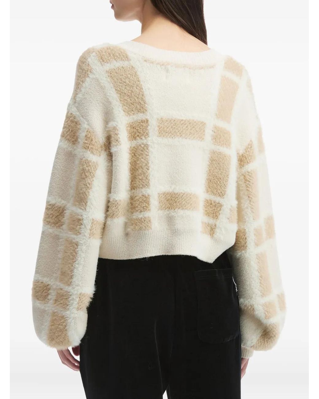 Musium Div. White Check-Pattern Cardigan