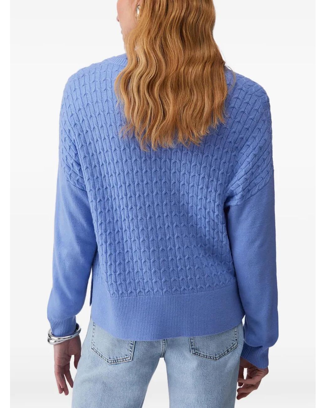 Liu Jo Blue Cable-Knit Wool Cardigan