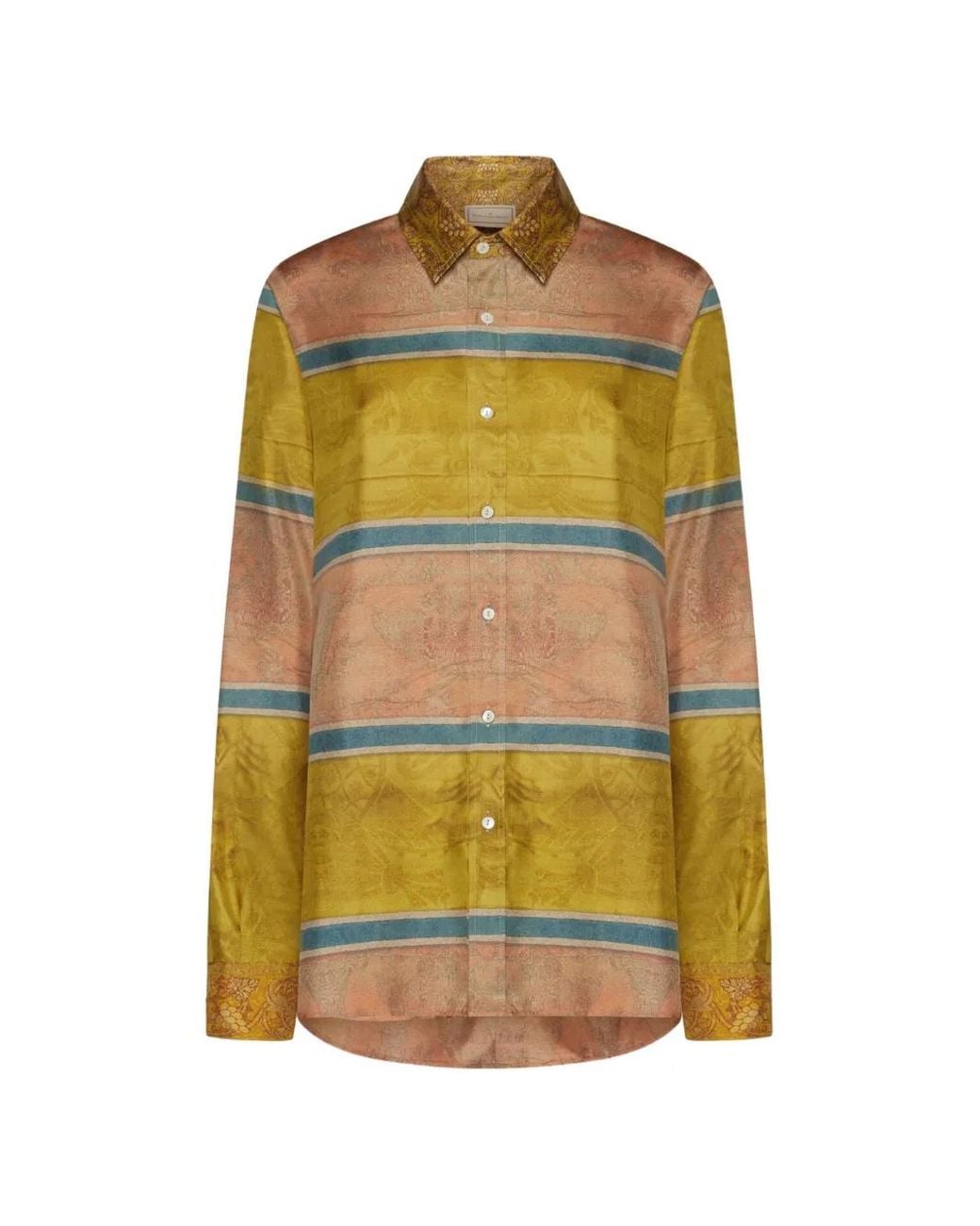 Pierre Louis Mascia Yellow Aloé Paisley-Print Striped Shirt
