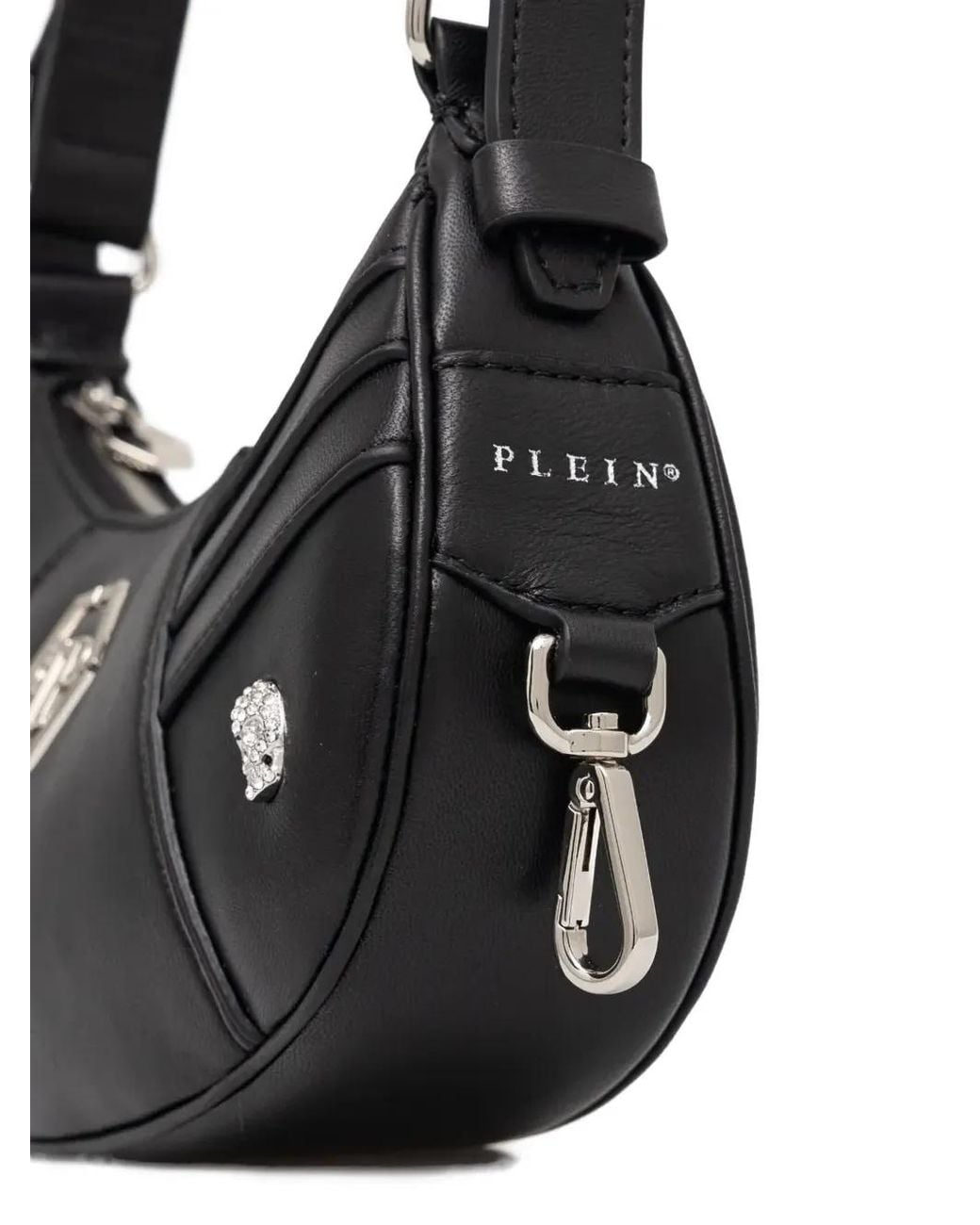 Philipp Plein Black Rhinestone-Appliqué Shoulder Bag