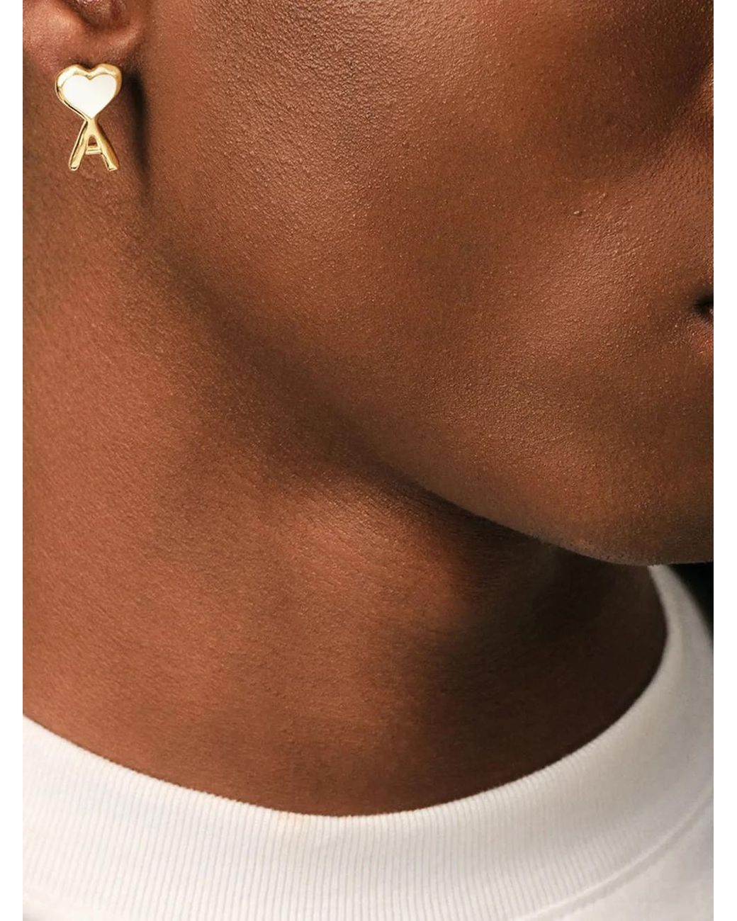 AMI Metallic Brass Earrings With Hammered Ami De Coeur