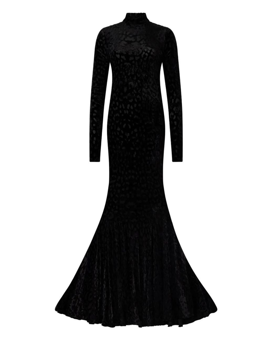 Roberto Cavalli Black High-Collar Flared Maxi Dress