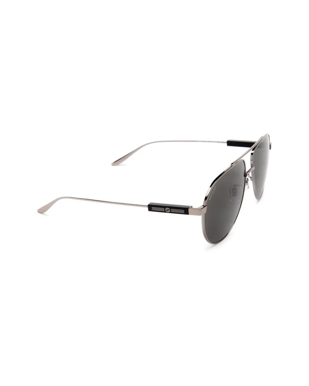 Gucci Gray Interlocking G Pilot-Frame Sunglasses