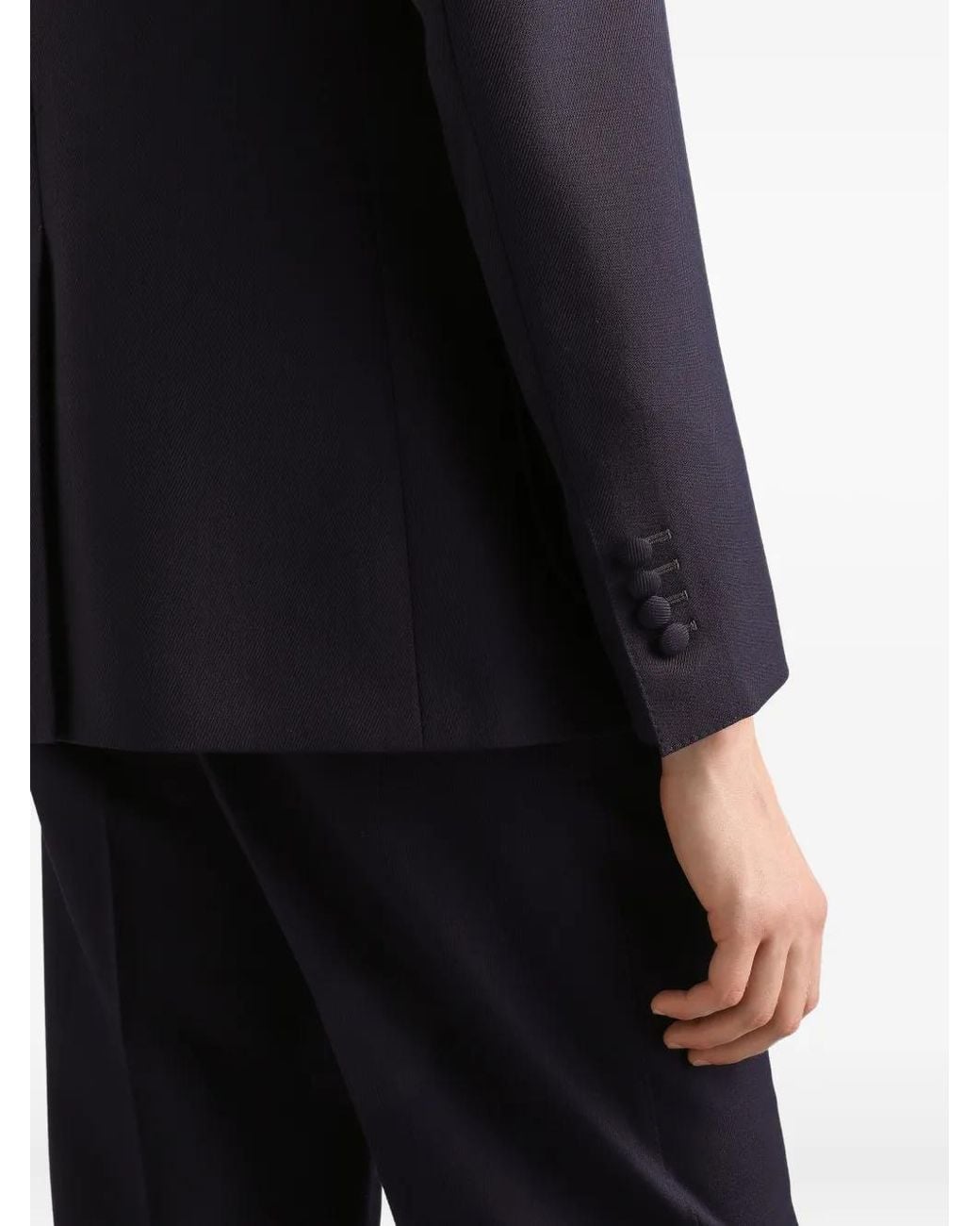 Dolce & Gabbana Blue Double-Breasted Crest-Appliqué Blazer for men